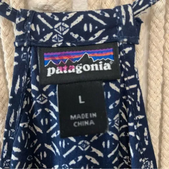 PATAGONIA Women’s Lost Wildflower Dress Sunburst Crux Navy Pockets Size Large - Picture 4 of 14